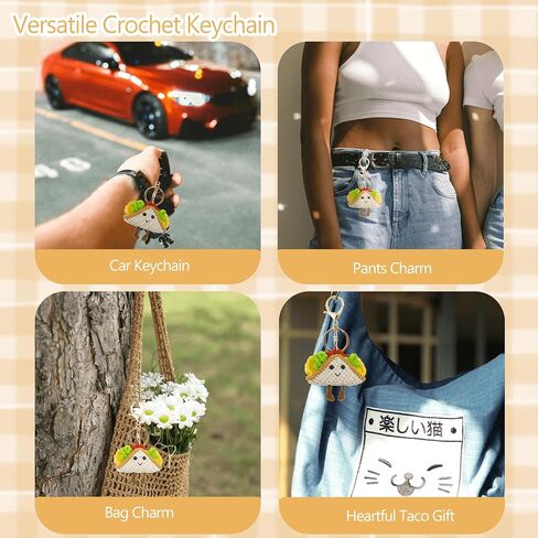 Taco Keychain - Handmade Crochet Taco Bag Charm, Cute Crochet Gift, Creative Bag Accessory Car Keychain in Saudi Arabia