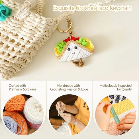 Taco Keychain - Handmade Crochet Taco Bag Charm, Cute Crochet Gift, Creative Bag Accessory Car Keychain in Saudi Arabia