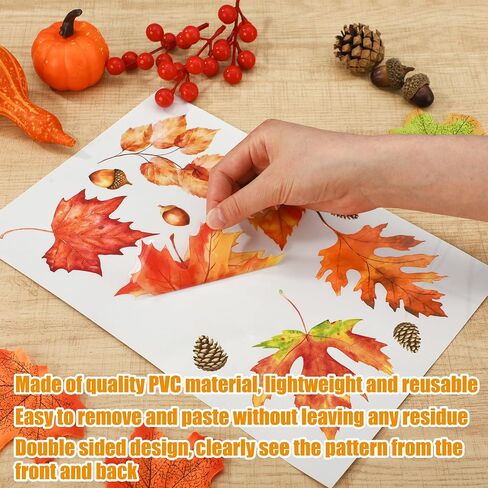 9 Sheets Fall Window Clings Thanksgiving Maple Leaves Cling Autumn Pine Cones Window Decals Autumn Maple Leaf Stickers for Fall Thanksgiving Home Classroom Office Glass Party Decor in Saudi Arabia