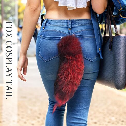 Fur Tail Keychain, Racoon Fox Tail Keyrings, Furry Fox Wolf Cosplay Costumes Tails Handbags Accessories Gifts in Saudi Arabia