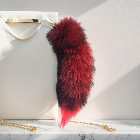 Fur Tail Keychain, Racoon Fox Tail Keyrings, Furry Fox Wolf Cosplay Costumes Tails Handbags Accessories Gifts in Saudi Arabia