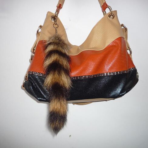 Fur Tail Keychain, Racoon Fox Tail Keyrings, Furry Fox Wolf Cosplay Costumes Tails Handbags Accessories Gifts in Saudi Arabia