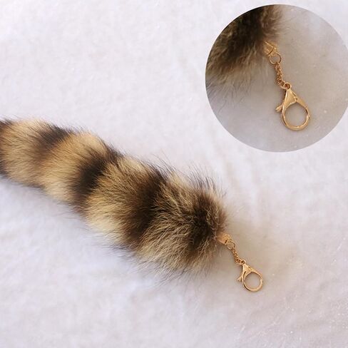 Fur Tail Keychain, Racoon Fox Tail Keyrings, Furry Fox Wolf Cosplay Costumes Tails Handbags Accessories Gifts in Saudi Arabia