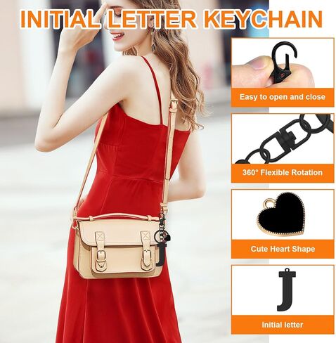 Oubaka Alphabet Initial Letter Keychain,Letter A-Z Keychain with Heart for Handbag Car Key Bag Keyring Christmas Gifts in Saudi Arabia
