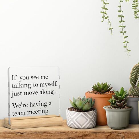 Funny Office Decor for Women Men Boss Principal Teacher Appreciation Gifts Nurses Week Gifts Administrator Coworker Boss Lady Manager If You See Me Talking To Myself Acrylic 4 X 4 Inch in Saudi Arabia
