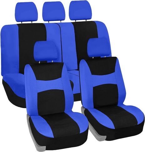 FH Group Universal Car Seat Covers Full Set for SUV Truck Sedan Vans | Waterproof All-Purpose Cloth Seat Cover Set Airbag Compatible Washable Split Bench Protector Interior Upgrade - Black in Saudi Arabia