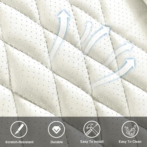 Car Seat Covers Fit for Hyundai Kona 2018-2024, 3D Waist Support & Premium Nappa Leather,Waterproof,Scratch-Resistant(Black Off-White, Full Set with Pillow) in Saudi Arabia