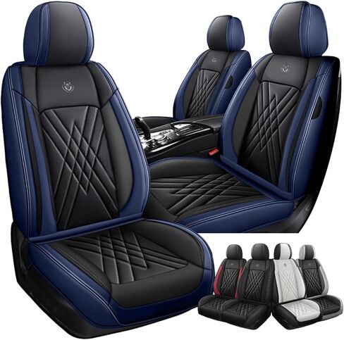 Car Seat Covers Fit for Hyundai Kona 2018-2024, 3D Waist Support & Premium Nappa Leather,Waterproof,Scratch-Resistant(Black Off-White, Full Set with Pillow) in Saudi Arabia