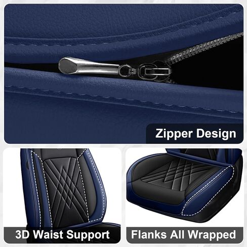 Car Seat Covers Fit for Hyundai Kona 2018-2024, 3D Waist Support & Premium Nappa Leather,Waterproof,Scratch-Resistant(Black Off-White, Full Set with Pillow) in Saudi Arabia