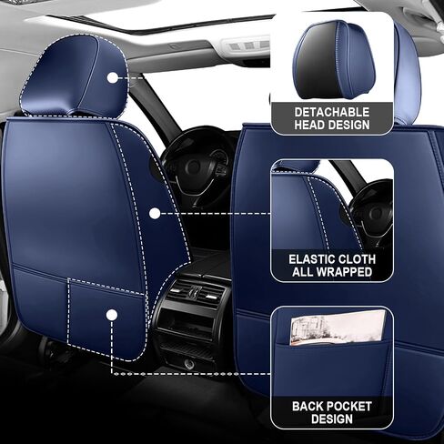 Car Seat Covers Fit for Hyundai Kona 2018-2024, 3D Waist Support & Premium Nappa Leather,Waterproof,Scratch-Resistant(Black Off-White, Full Set with Pillow) in Saudi Arabia