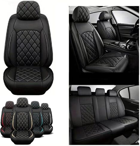غطاء مقعد السيارة مصنوع من جلد البولي يوريثان مناسب خصيصًا لسيارة Mitsubishi Outlander/Outlander Sport 2011-2023 2024 واقيات وسادة المقعد المصنوعة من الجلد الصناعي المقاومة للماء والقابلة للتنفس (مجموعة كاملة من 5 مقاعد، أسود) in Kuwait