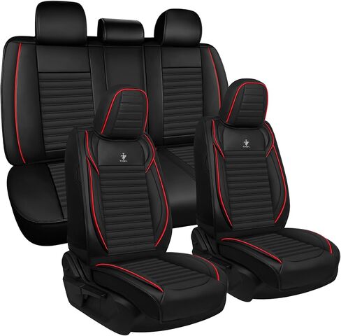 Seat Covers 5 Seats Custom Fit for Chevy Cruze 2008-2019, Standard Waterproof Car Seat Cover, Breathable and Comfortable Leather Cushion Cover, Auto Interior Accessories (Black Red) in Saudi Arabia