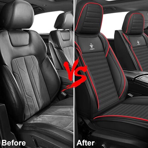Seat Covers 5 Seats Custom Fit for Chevy Cruze 2008-2019, Standard Waterproof Car Seat Cover, Breathable and Comfortable Leather Cushion Cover, Auto Interior Accessories (Black Red) in Saudi Arabia