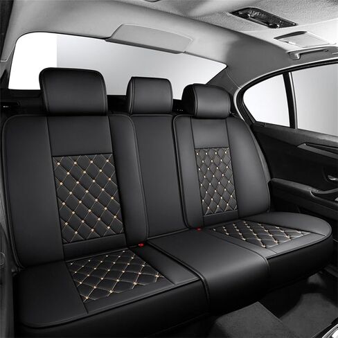 غطاء مقعد السيارة مصنوع من جلد البولي يوريثان مناسب خصيصًا لسيارة Mitsubishi Outlander/Outlander Sport 2011-2023 2024 واقيات وسادة المقعد المصنوعة من الجلد الصناعي المقاومة للماء والقابلة للتنفس (مجموعة كاملة من 5 مقاعد، أسود) in Kuwait