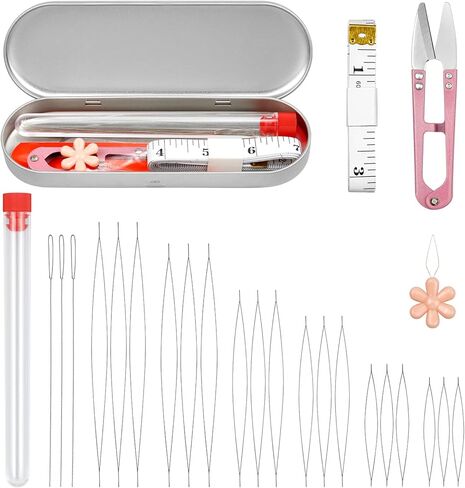 FIVEIZERO 15 Pieces Beading Needles Set - 3 Types: Big Eye, Collapsible Twisted, Long Straight Beading Needles, Jewelry Making Tools for Seed Beads, DIY Crafts, Necklaces, Bracelets in Kuwait