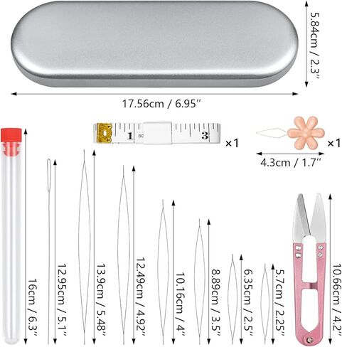 FIVEIZERO 15 Pieces Beading Needles Set - 3 Types: Big Eye, Collapsible Twisted, Long Straight Beading Needles, Jewelry Making Tools for Seed Beads, DIY Crafts, Necklaces, Bracelets in Kuwait