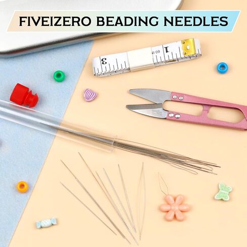 FIVEIZERO 15 Pieces Beading Needles Set - 3 Types: Big Eye, Collapsible Twisted, Long Straight Beading Needles, Jewelry Making Tools for Seed Beads, DIY Crafts, Necklaces, Bracelets in Kuwait
