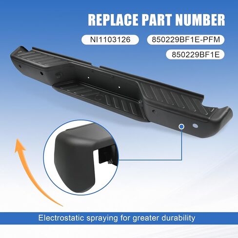 Rear Step Bumper Assembly Replacement For Nissan Frontier 2005-2021 With Park Assist Sensor Holes Black Steel Back Bumper Replace NI1103126, 850229BF1E-PFM in Saudi Arabia