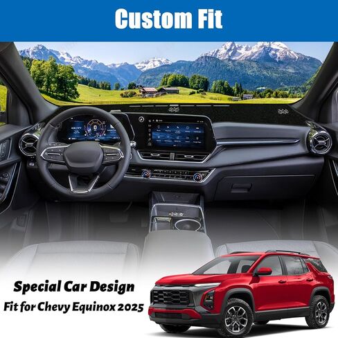 Kurtz Dashboard Cover Mat for Chevy Equinox 2025 Interior Dash Cover Mat(Not for EV) Interior Accessories Polyester Non-Slip No Glare Sunshade(Black Edge with HUD) in Saudi Arabia