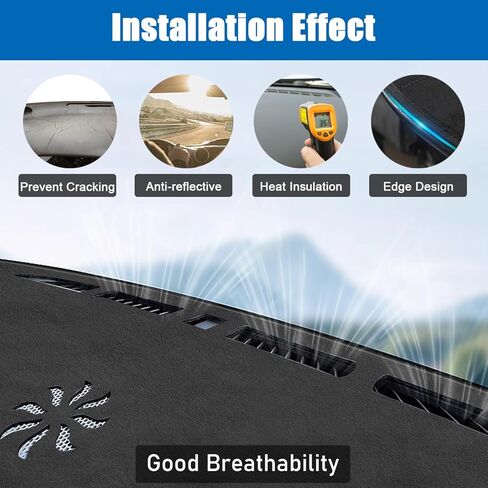 Kurtz Dashboard Cover Mat for Chevy Equinox 2025 Interior Dash Cover Mat(Not for EV) Interior Accessories Polyester Non-Slip No Glare Sunshade(Black Edge with HUD) in Saudi Arabia
