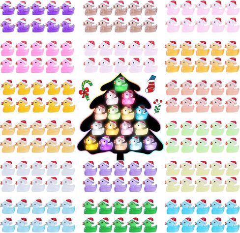 160 Pack Mini Christmas Resin Ducks Tiny Duck for Garden Micro Landscape Ornament Dollhouse Tiny Figurines Plastic Ducks Santa Hats for Birthday Party Favors DIY Decoration Craft (16 Colors) in Kuwait