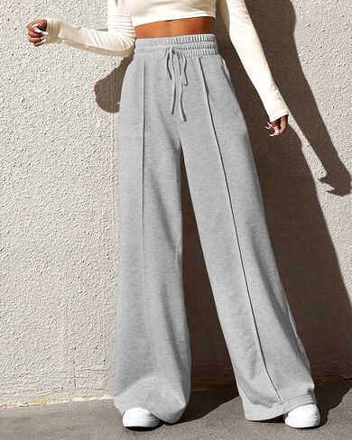 Womens Wide Leg Sweatpants High Waisted Drawstring Sweatpant Baggy Pants with Pockets Athletic Joggers in Kuwait