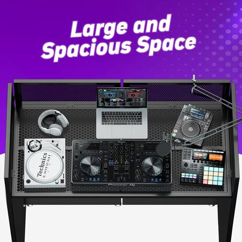 مقصورة DJ قابلة للطي من YooKoo للتجميع السريع والخالي من الأدوات، وطاولة DJ مع حواف بيضاء وسوداء، وواجهة DJ بإطار معدني، وحامل DJ مع فتحة كابل، ووسادة قدم مضادة للانزلاق وحقيبة حمل، للحفلات والمناسبات in Kuwait