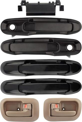 BOXI Set of 7 Exterior Interior Front Rear Left Right Side+Tailgate Door Handles fit for Toyota Sienna Black+Beige 80850 80357 80359 80533 80504 79600 in Saudi Arabia