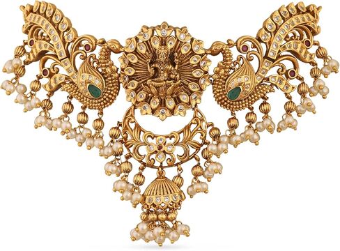 TARINIKA Brass Sreeja Antique Nakshi Choker Necklace Set with Temple Design - Indian Choker Necklace for Women | Perfect for Ethnic occasions | Indian Jewelry Sets for Women in Kuwait