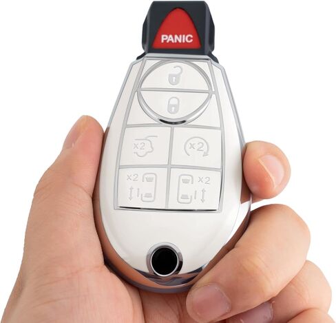 غطاء مفتاح فوب لدودج مع سلسلة مفاتيح، حافظة غطاء مفتاح سيارة ناعمة من البولي يوريثان الحراري لـ 2008-2020 دودج جراند كارافان 2008-2016 ملحقات كرايسلر تاون آند كانتري (أسود) in Kuwait