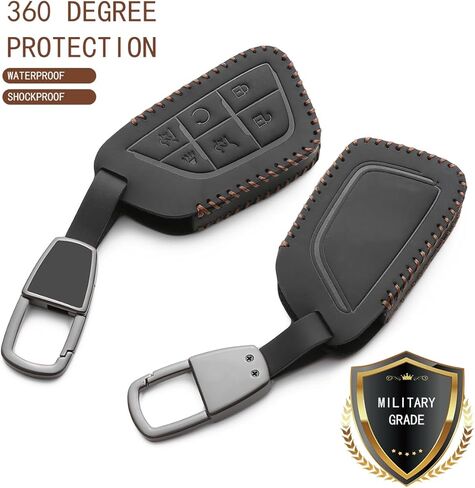 متوافق مع غطاء مفتاح كاديلاك فوب، حافظة جلدية لمفتاح السيارة مع سلسلة مفاتيح 2020-2025 CT5 CT6 XTS XT4 XT5 XT6 ATS Escalade in Kuwait