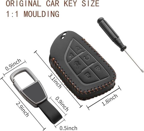 متوافق مع غطاء مفتاح كاديلاك فوب، حافظة جلدية لمفتاح السيارة مع سلسلة مفاتيح 2020-2025 CT5 CT6 XTS XT4 XT5 XT6 ATS Escalade in Kuwait