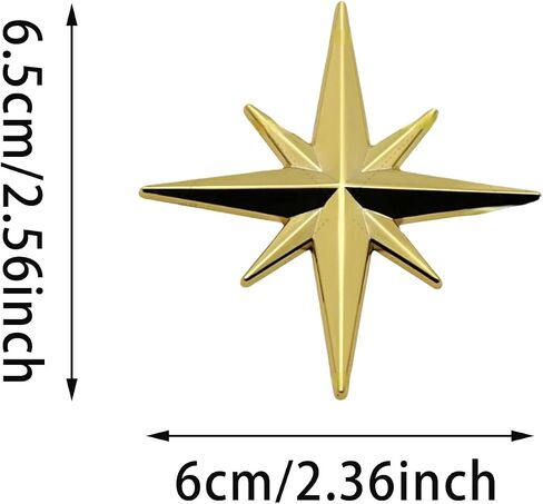 2Pcs 3D Chrome Metal Compass Octagonal Star Car Emblem, Trunk Badge Decal Sticker, Metal Vehicle Body Badge Emblem Decal, Anti-Scratch Automotive Exterior Bumper Sticker for Cars Bike Motorcycle Decor in Saudi Arabia