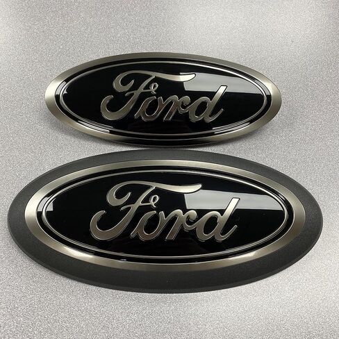 18-20 Ford F-150 Smoke Black Oval Grille & Tailgate Badges Without Front Camera in Saudi Arabia
