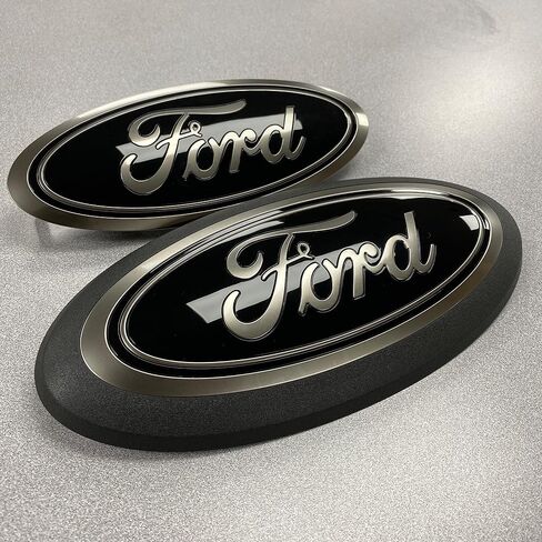 18-20 Ford F-150 Smoke Black Oval Grille & Tailgate Badges Without Front Camera in Saudi Arabia