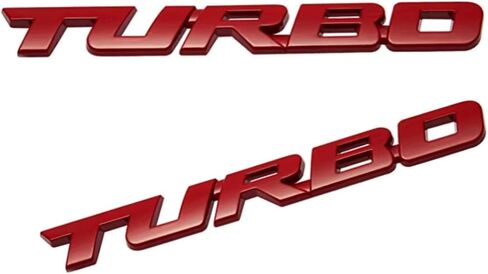 2 PC 3D Metal Turbo Emblem Logo Badg Turbo Side Fender Turbo Badge Car Trunk Nameplate ملصق مناسب للسيارات والشاحنات SUV (فضي) in Kuwait