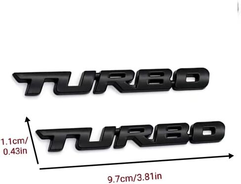 2 PC 3D Metal Turbo Emblem Logo Badg Turbo Side Fender Turbo Badge Car Trunk Nameplate ملصق مناسب للسيارات والشاحنات SUV (فضي) in Kuwait