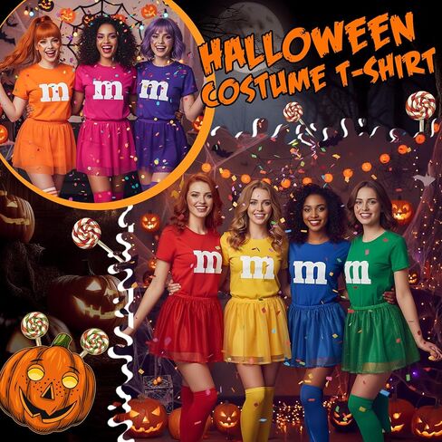Coume Letter M Halloween Costume T-Shirt with Iron on Letter DIY Funny Team Group Costume for Women Halloween Cosplay in Saudi Arabia