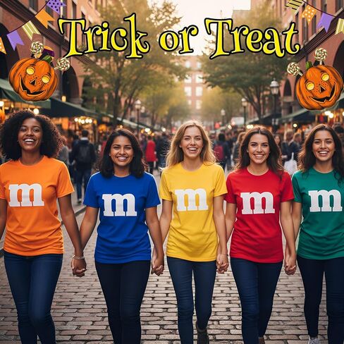 Coume Letter M Halloween Costume T-Shirt with Iron on Letter DIY Funny Team Group Costume for Women Halloween Cosplay in Saudi Arabia