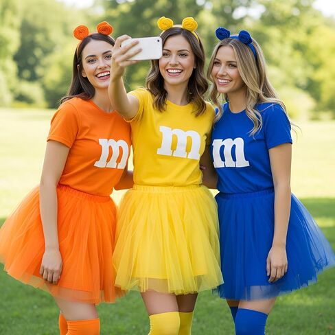 Coume Letter M Halloween Costume T-Shirt with Iron on Letter DIY Funny Team Group Costume for Women Halloween Cosplay in Saudi Arabia
