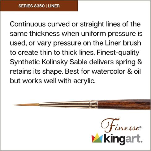 فرشاة فنان من سلسلة KINGART Premium Finesse 8750-1 1/2 Sky Wash، شعر السمور الاصطناعي من Kolinsky، مقبض قصير، للألوان المائية والدهانات الزيتية، مقاس 1 1/2 بوصة in Saudi Arabia
