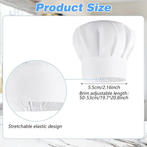 2 Pack Kids Chef Hats - Elastic Cotton Chef Caps for Children, Cooking Baking Cap Comfortable & Durable Kitchen Chef Caps for Party School Home White in Saudi Arabia