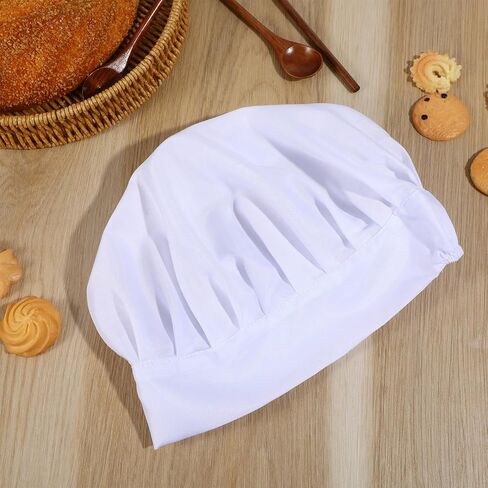 2 Pack Kids Chef Hats - Elastic Cotton Chef Caps for Children, Cooking Baking Cap Comfortable & Durable Kitchen Chef Caps for Party School Home White in Saudi Arabia