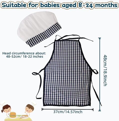 2 Pack Baby Propography Props ، Hab Baby Chef Hat and Apron لمدة 8-24 شهر in Kuwait
