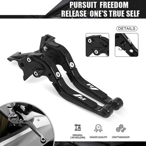 أذرع قابض فرامل الدراجة النارية MFGZD CNC قابلة للتمديد متوافقة مع Yamaha R7 2021 2022 2023 2024 مجموعة مقابض الفرامل وأذرع القابض القابلة للطي (أسود) in Kuwait