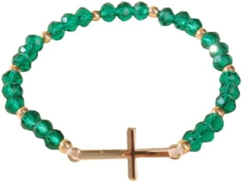 XAM Colorful Cross Pendant Beaded Bracelets - Multicolor Stretch Crystal Jewelry for Women, Religious & Spiritual Gifts in Saudi Arabia