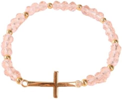 XAM Colorful Cross Pendant Beaded Bracelets - Multicolor Stretch Crystal Jewelry for Women, Religious & Spiritual Gifts in Saudi Arabia
