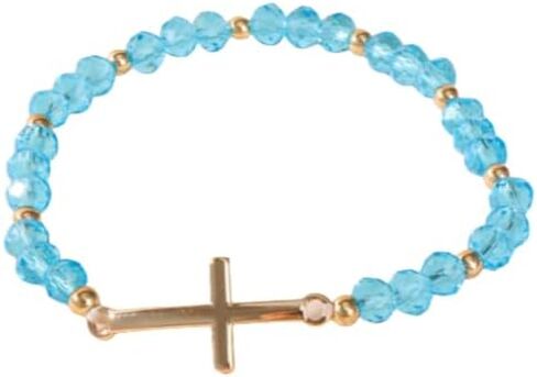 XAM Colorful Cross Pendant Beaded Bracelets - Multicolor Stretch Crystal Jewelry for Women, Religious & Spiritual Gifts in Saudi Arabia