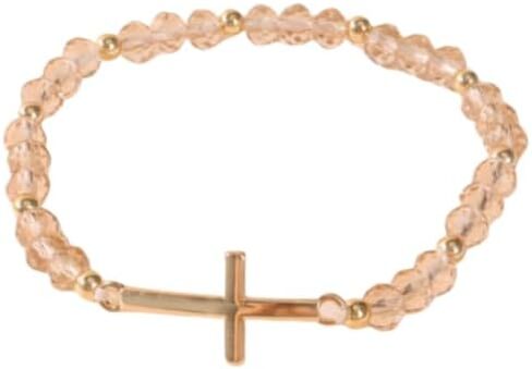 XAM Colorful Cross Pendant Beaded Bracelets - Multicolor Stretch Crystal Jewelry for Women, Religious & Spiritual Gifts in Saudi Arabia