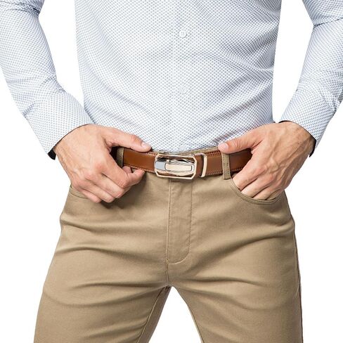 DOOPAI Men's Adjustable Ratchet Belt -White Leather Dress Belt for Men, Customizable Fit, Easy to Use, Maximum Durability in Saudi Arabia